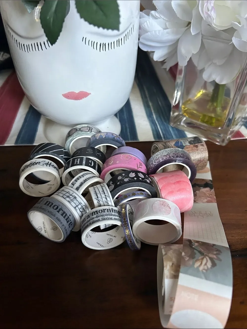 Decorative Washi Tape Bundle - Mixed Floral, Pastel & Black Designs bundle 21